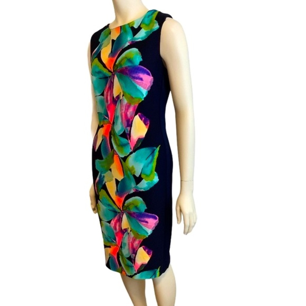 FRANK LYMAN DESIGN Navy Floral Sleeveless Sheath Dress 6 NWT